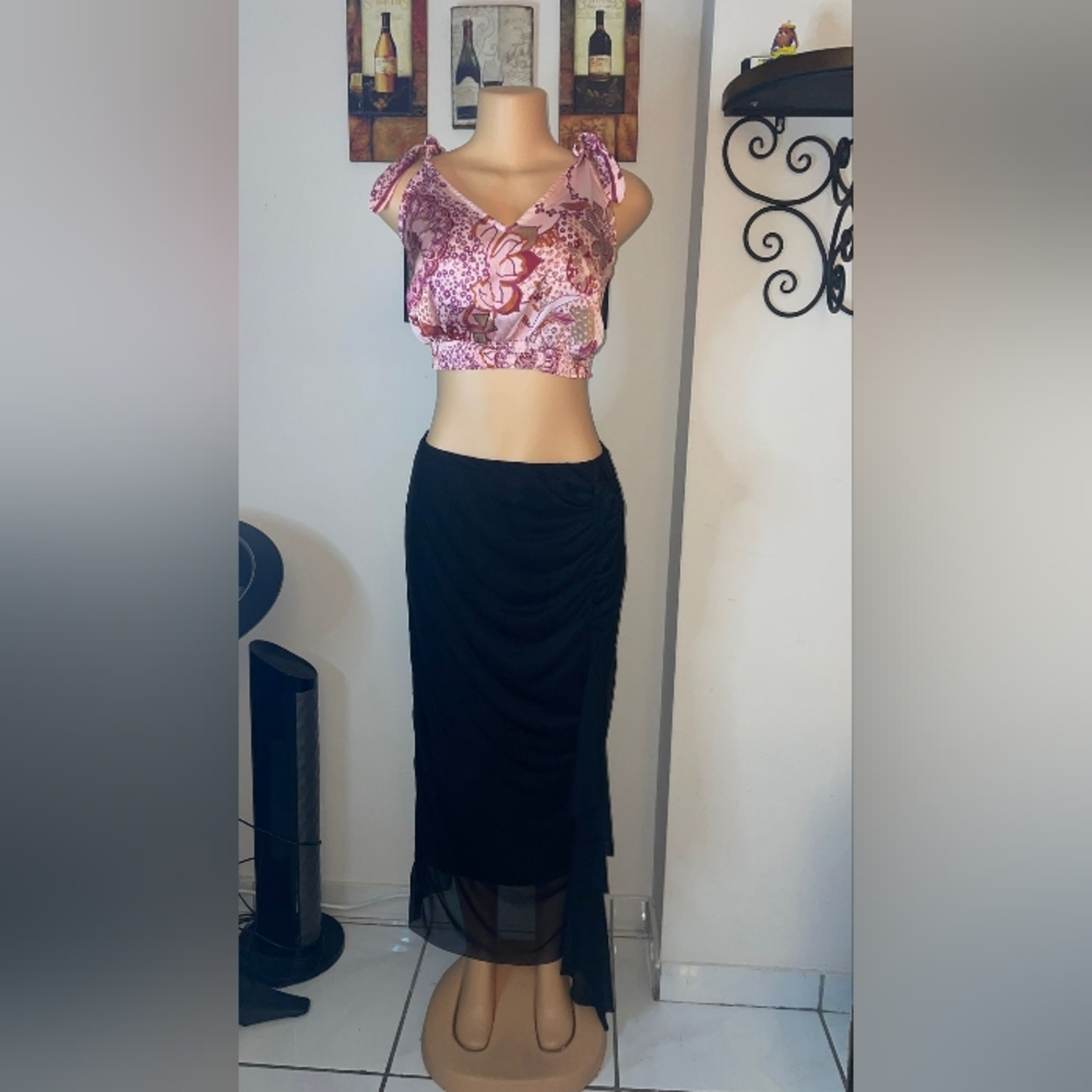 NWT BLACK SILK MID-LENGTH SKIRT SIZE XL